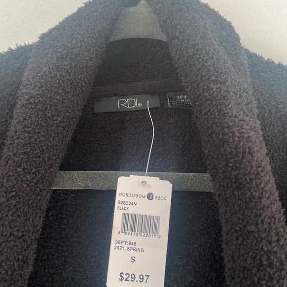 RDI shawl collar fuzzy black cardigan, size small - Picture 4 of 6